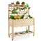 Raised Garden Bed Mobile Elevated Wooden Planter Box W/ Wheels Trellis Shelf